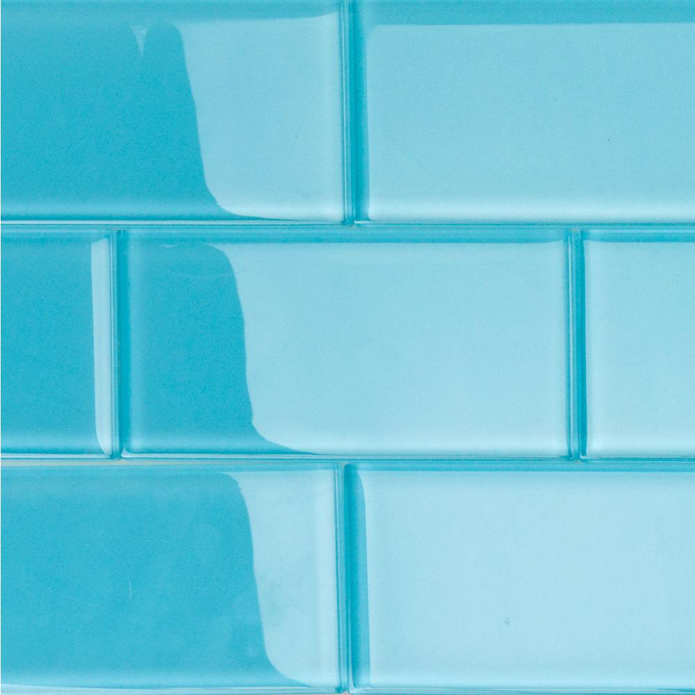 Eight 3 X 6 Tiles Aqua Glass Subway Tile 1 Sqft Glass Tiles Tools Home Improvement Guardebemcom