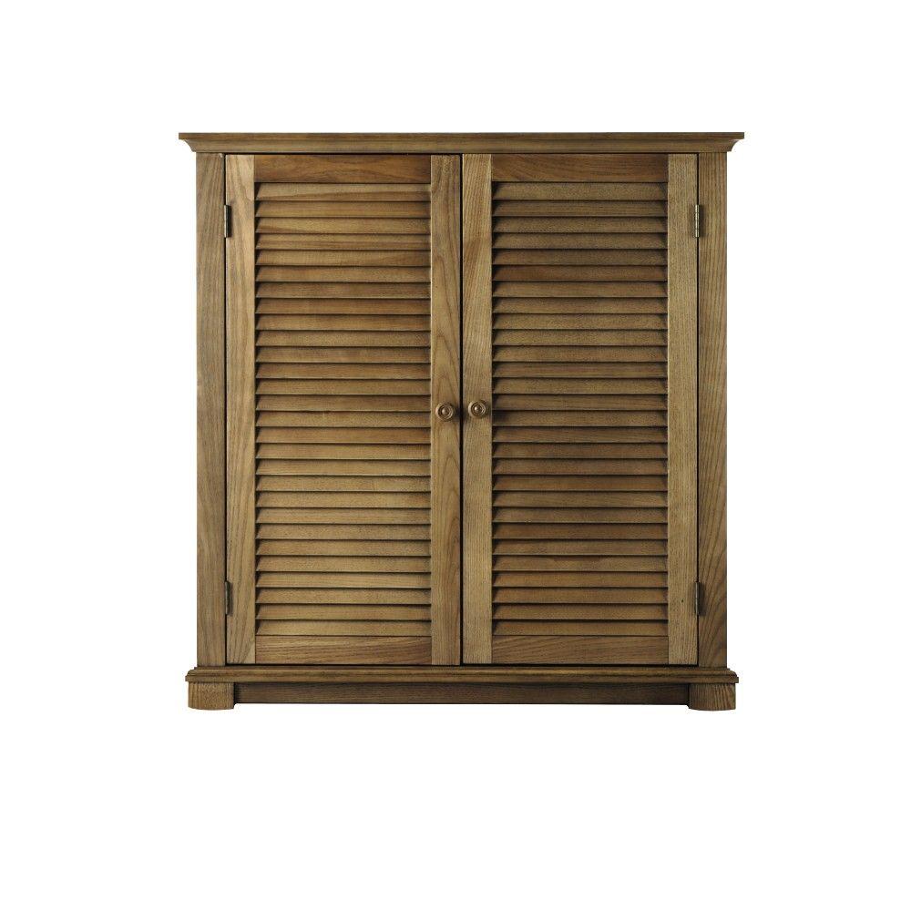 Shutter Weathered Oak Shoe Storage With 2 Doors 35 In W