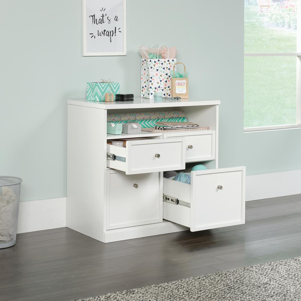 Homevisions White Storage Cabinet With Drawers 425029 The