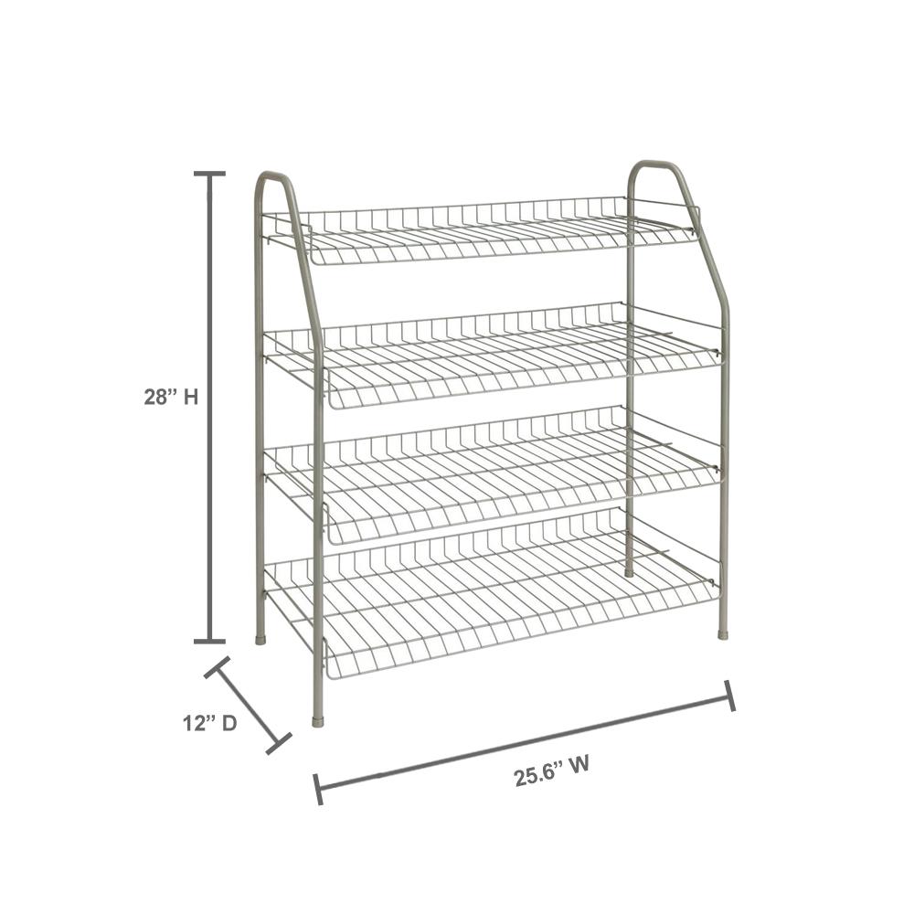 Closetmaid 28 In H X 26 In W X 12 In D 4 Shelf 12 Pair Ventilated Wire Shoe Organizer In Nickel 38131 The Home Depot