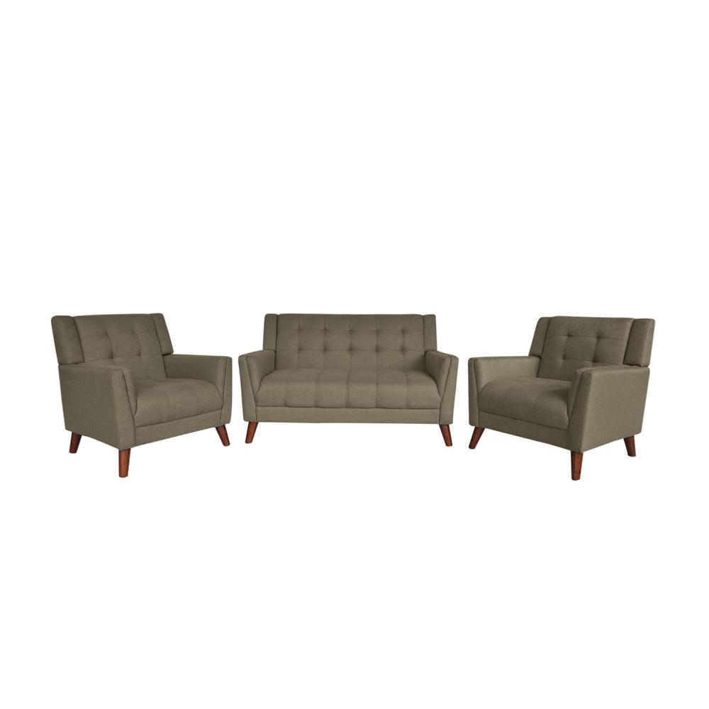 Noble House Candace Mid Century Modern 3 Piece Tufted Mocha