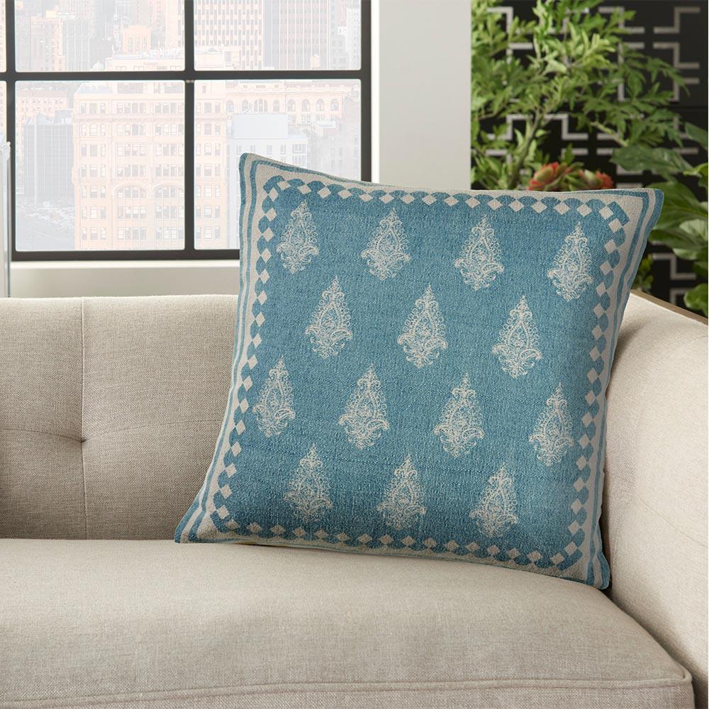 Lr Home Classic 20 In X 20 In Damask Persian Motif Blue Square