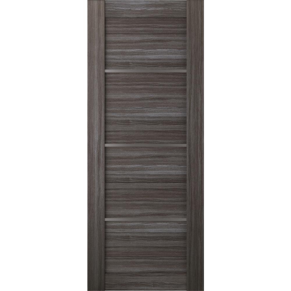 18 In X 80 In Nika Gray Oak Finished With Frosted Glass Solid Core Wood Composite Interior Door Slab No Bore