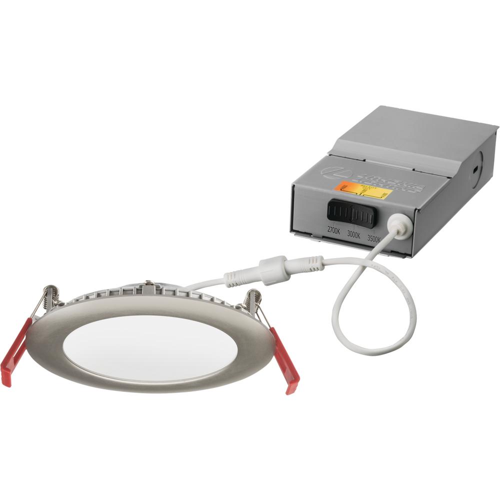 Lithonia Lighting 4 in. Wafer Brushed Nickel Selectable New Construction/Remodel Integrated LED