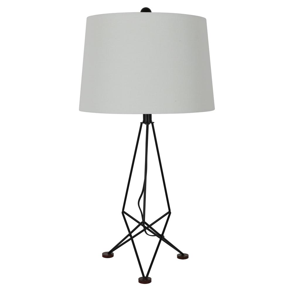 Decor Therapy Kiev 29 In Black Espresso Wood And Metal Table Lamp With Shade