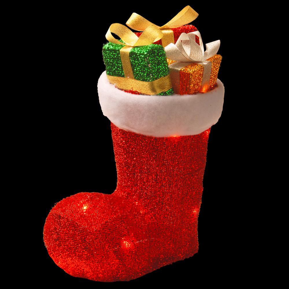 Home Accents Holiday 32 in. 80Light LED Animated Tinsel Red Boot and