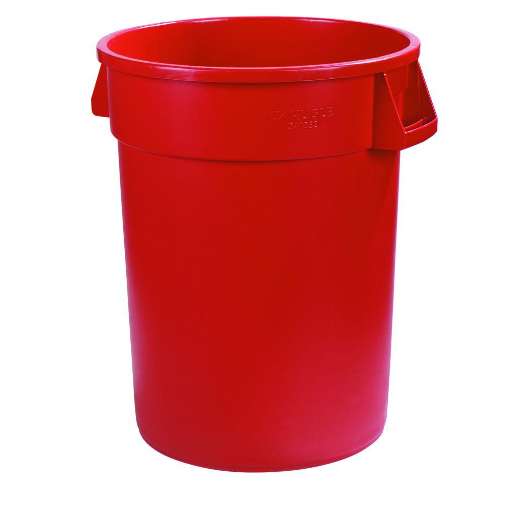 Carlisle Bronco 55 Gal. Red Round Trash Can (2Pack)34105505 The