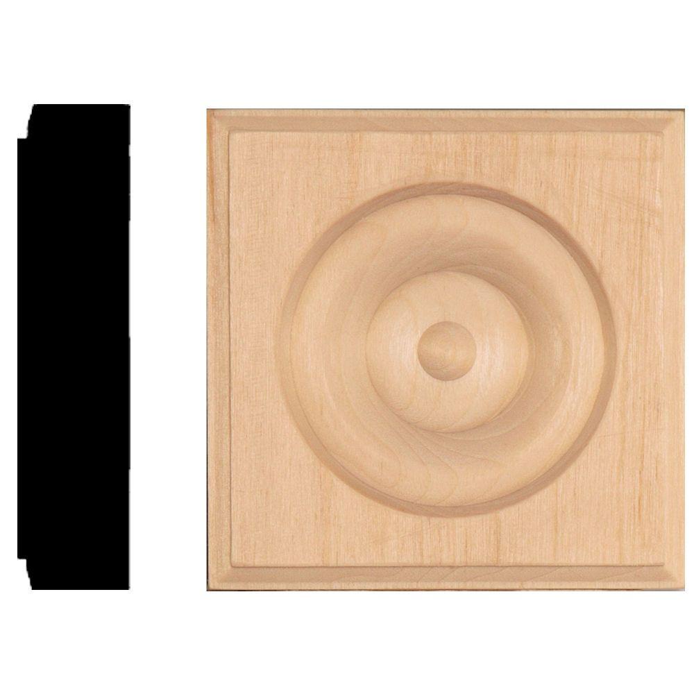 DecraMold DM R2751 7//8 in x 2-3//4 in Solid Pine Button Style Rosette Corner Block x 2-3//4 in
