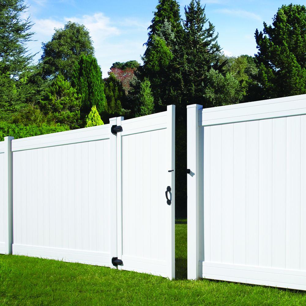 Veranda 3 5 Ft W X 6 Ft H Fairfax White Vinyl Privacy Fence Gate 8898295ghd The Home Depot