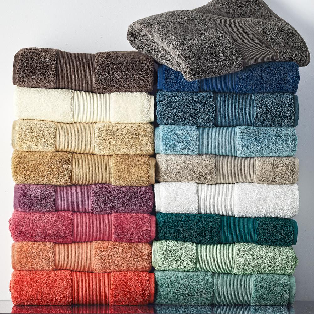 brown and teal bath towels