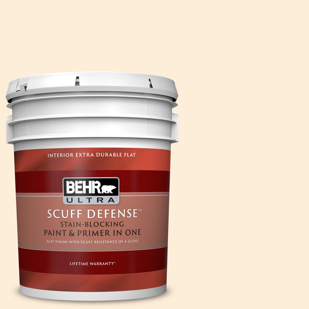BEHR ULTRA 5 gal. 70 Linen White ExtraDurable Flat Interior Paint and Primer in One172005