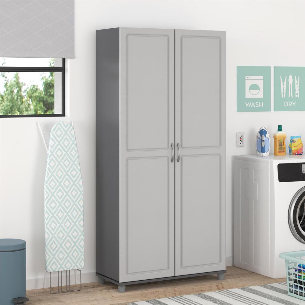 Ameriwood Home Trailwinds 36 In. Ashen Gray Utility Storage Cabinet ...