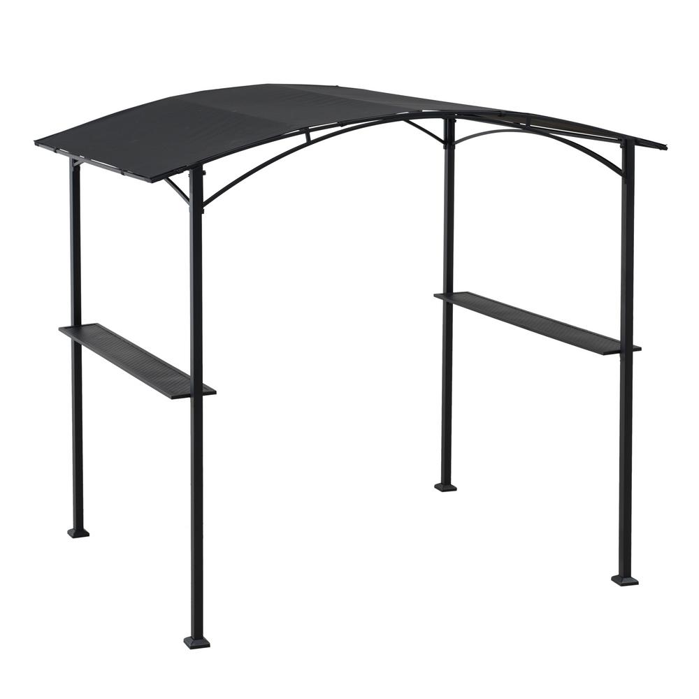 Sunjoy Whitman 5 ft. x 8 ft. Black Steel Grill Gazebo with ...