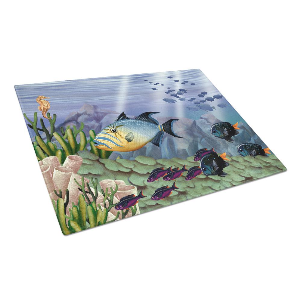 Carolines Treasures Undersea Fantasy 10 Tempered Glass Large Cutting Board, Multi-Color - PTW2035LCB - Cooking Large Tempered Glass Cutting Board is heat resista sku PTW2035LCB