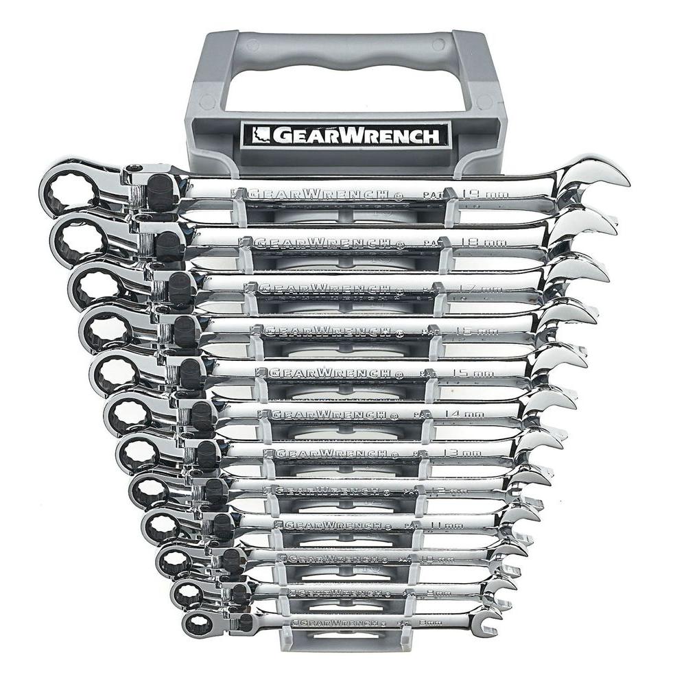 GearWrench Metric Locking Flex Ratcheting Wrench Set (12-Piece