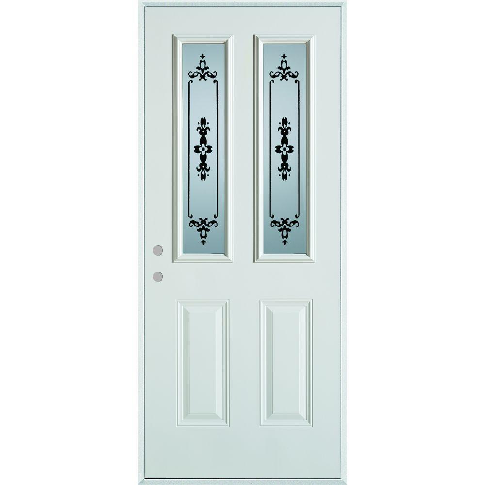 Stanley Doors 36 In X 80 In Silkscreened Glass 2 Lite 2 Panel