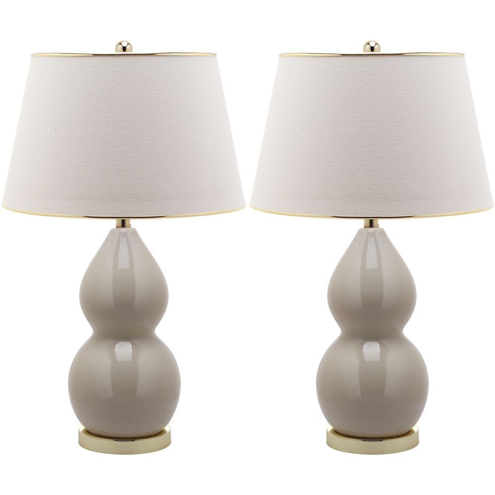 Safavieh Jill 25.5 in. Light Grey Double Gourd Ceramic Lamp (Set of 2 ...