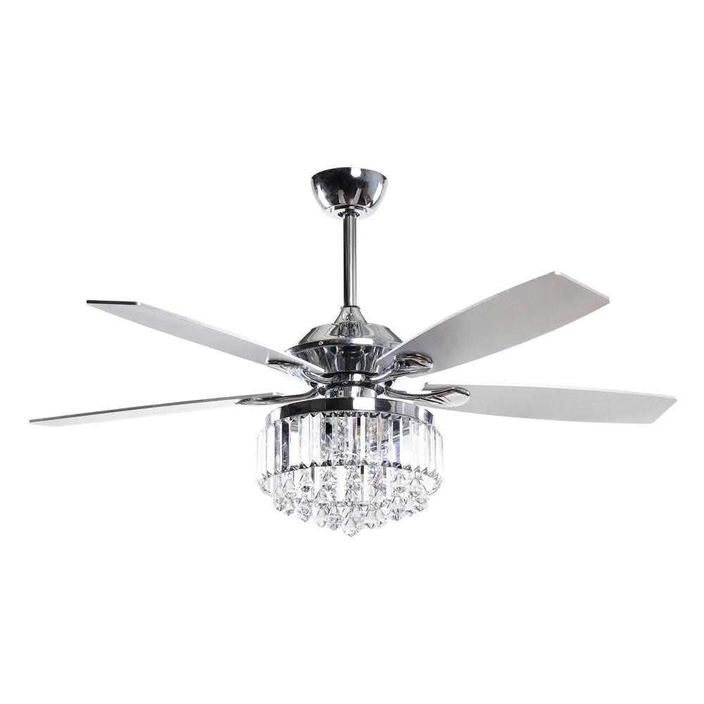 Chrome Ceiling Fans Lighting The Home Depot - 52 Fiscus Crystal Chandelier 5 Blade Ceiling Fan With Remote Chrome Ceiling Fans Lighting The Home Depot - 52 Fiscus Crystal Chandelier 5 Blade Ceiling Fan With Remote