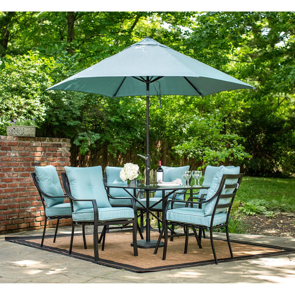 Hanover Lavallette Black Steel 7-Piece Outdoor Dining Set ...