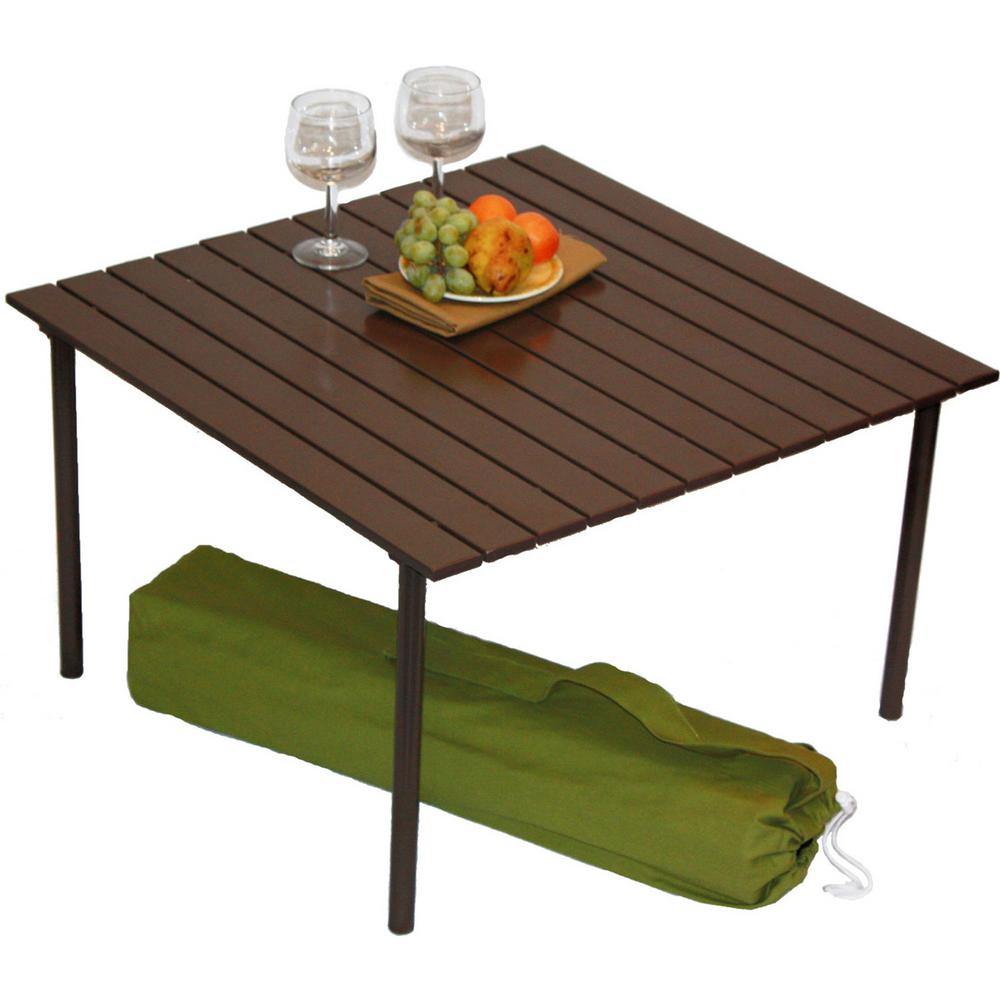 Tiab Table In A Bag Brown Aluminum Folding Outdoor Picnic Table In A Bag Brown Aluminum Folding Outdoor Picnic