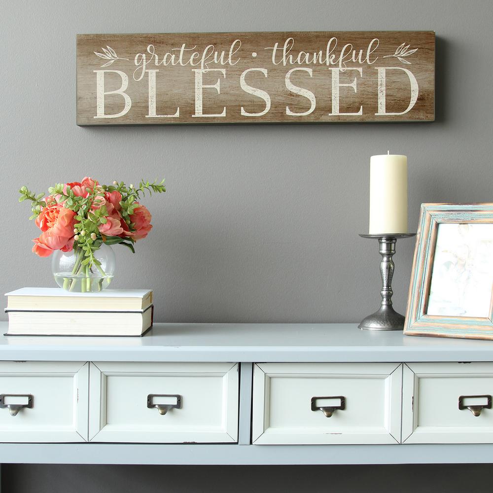 Stratton Home Decor "Grateful, Thankful, Blessed" Decorative Sign Wall
