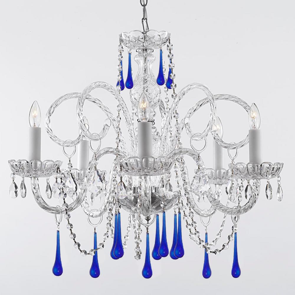 Empress 5 Light Crystal Chandelier With Blue Crystal T40 117 The