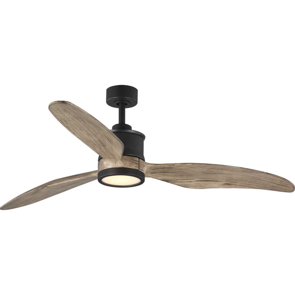 Progress Lighting Oriole 3 Blade 60 In Integrated Led Black Ceiling Fan With Light Kit P2592 3130k The Home Depot