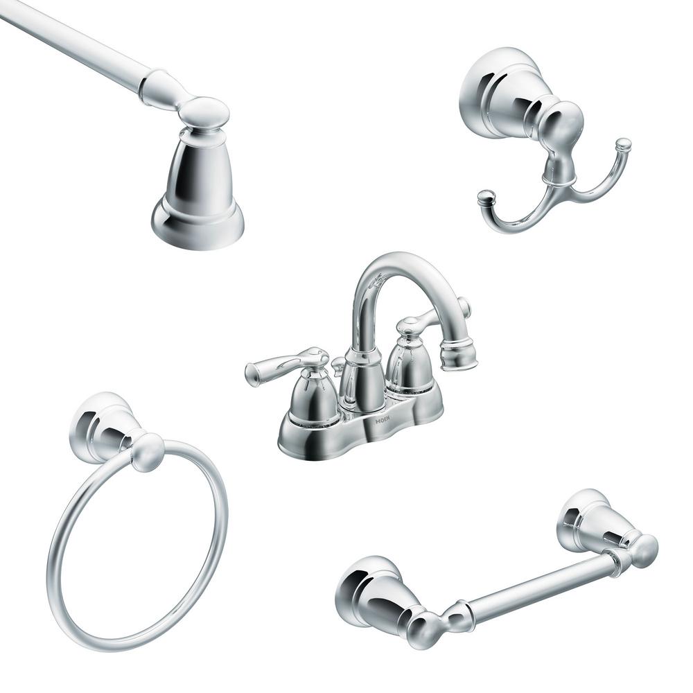 MOEN Banbury 4 in. Centerset 2-Handle High-Arc Bathroom Faucet in ...