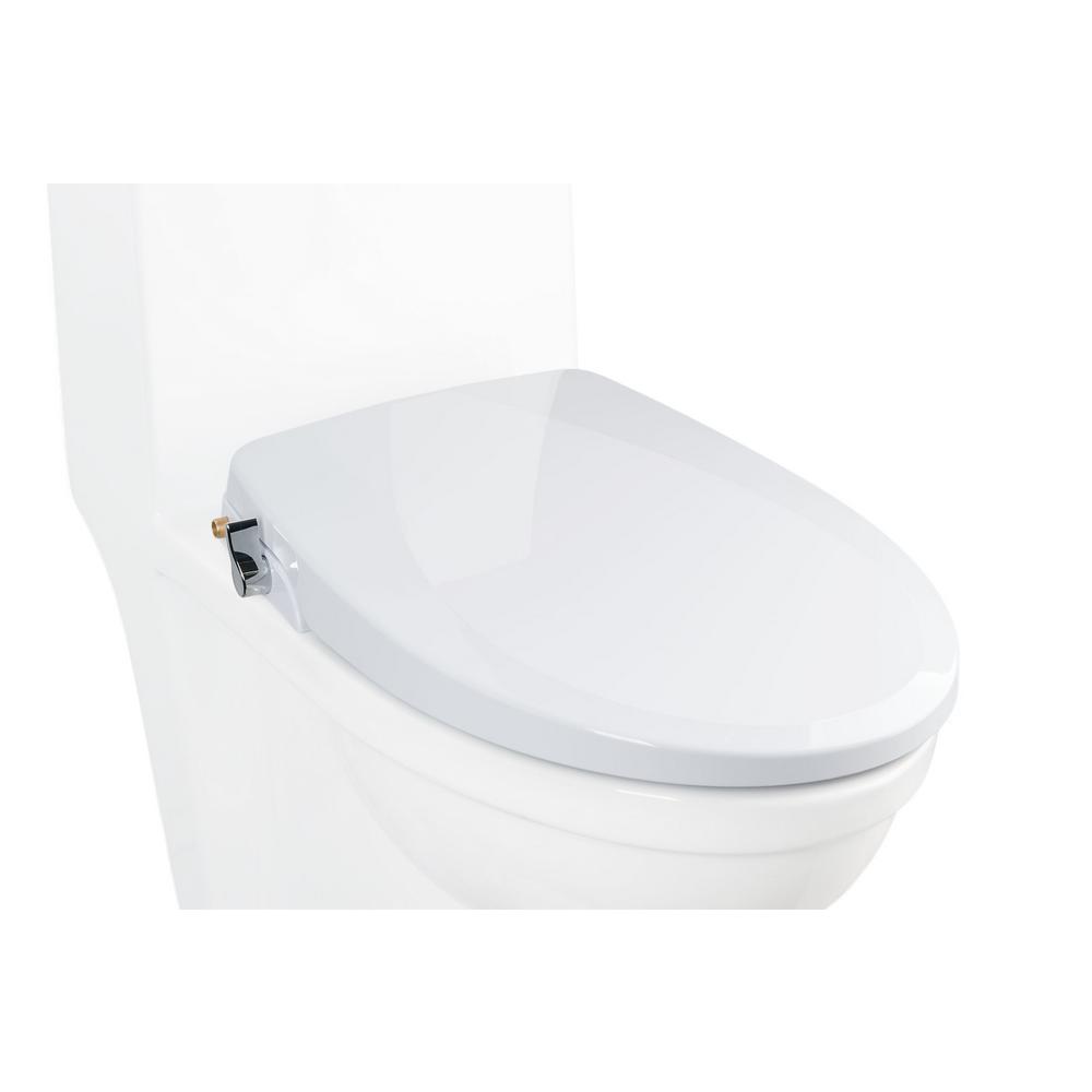 Alpha Bidet NonElectric Bidet Seat for Elongated Toilets in White