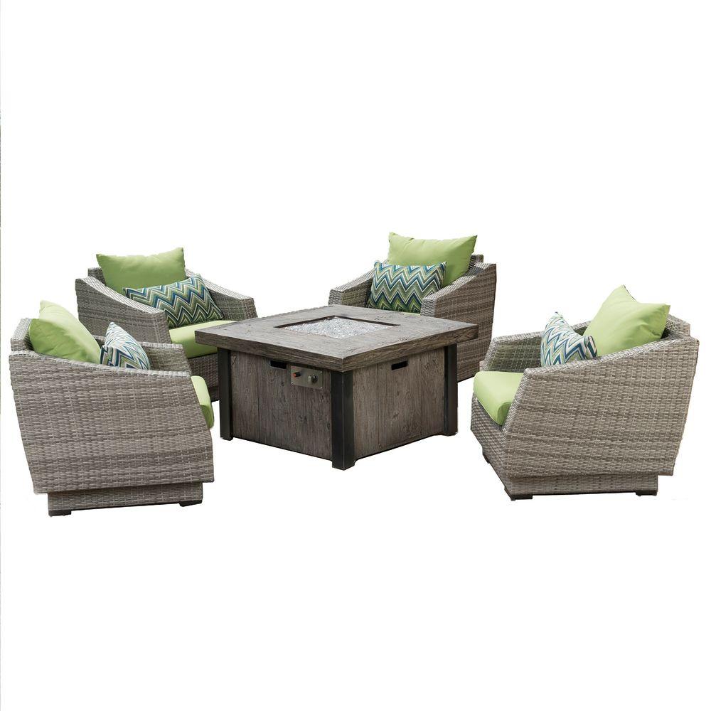 Rst Brands Cannes 5 Piece Patio Fire Pit Seating Set With Ginkgo