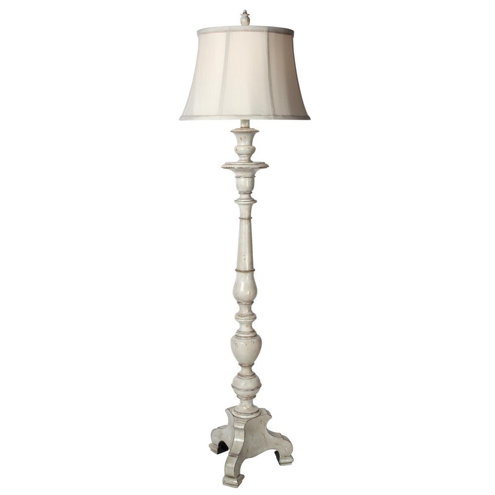 Stylecraft 65 In Yorktown White Floor Lamp With Ivory Fabric Shade Js 1000ds The Home Depot