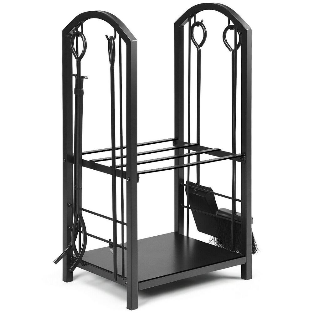 Boyel Living 12 in. Fireplace Log Rack with 4Tools Set Fireside