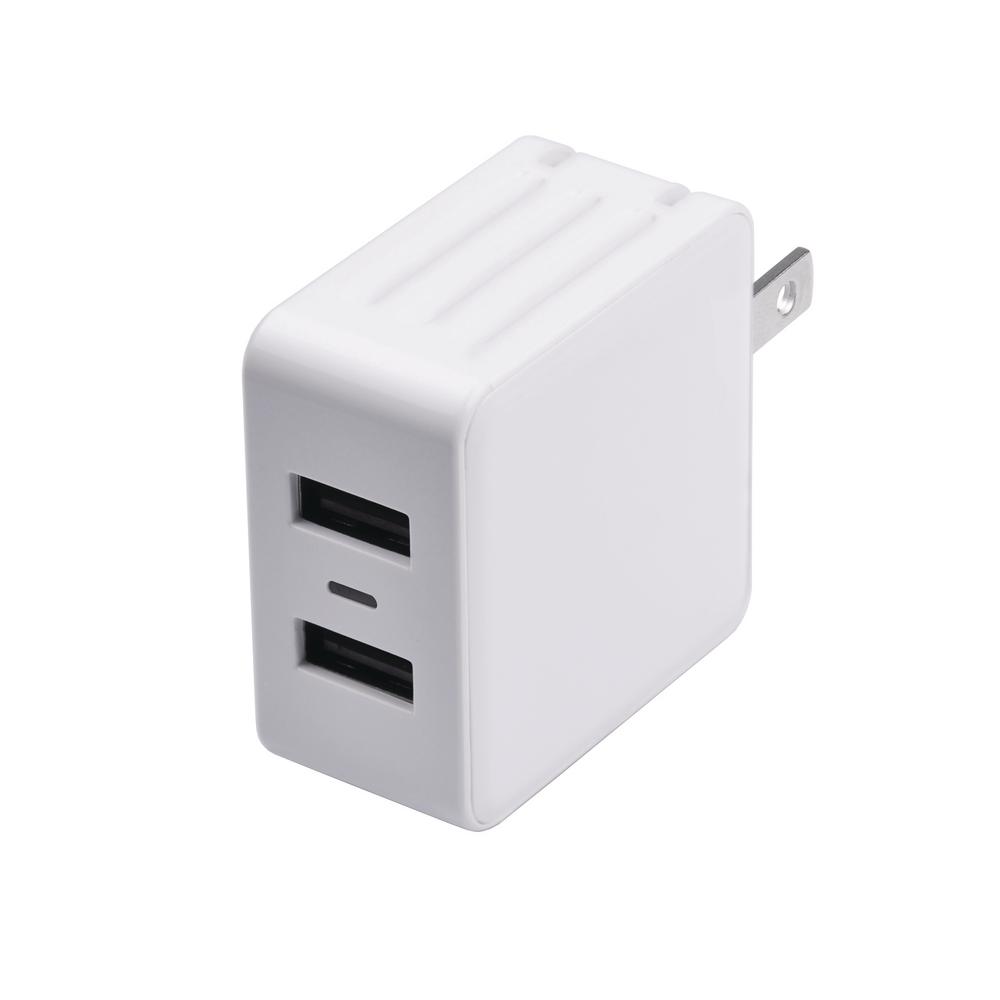 Zenith Dual Usb Phone Wall Charger White Pm1002uw31 The Home Depot Zenith Dual Usb Phone Wall Charger White