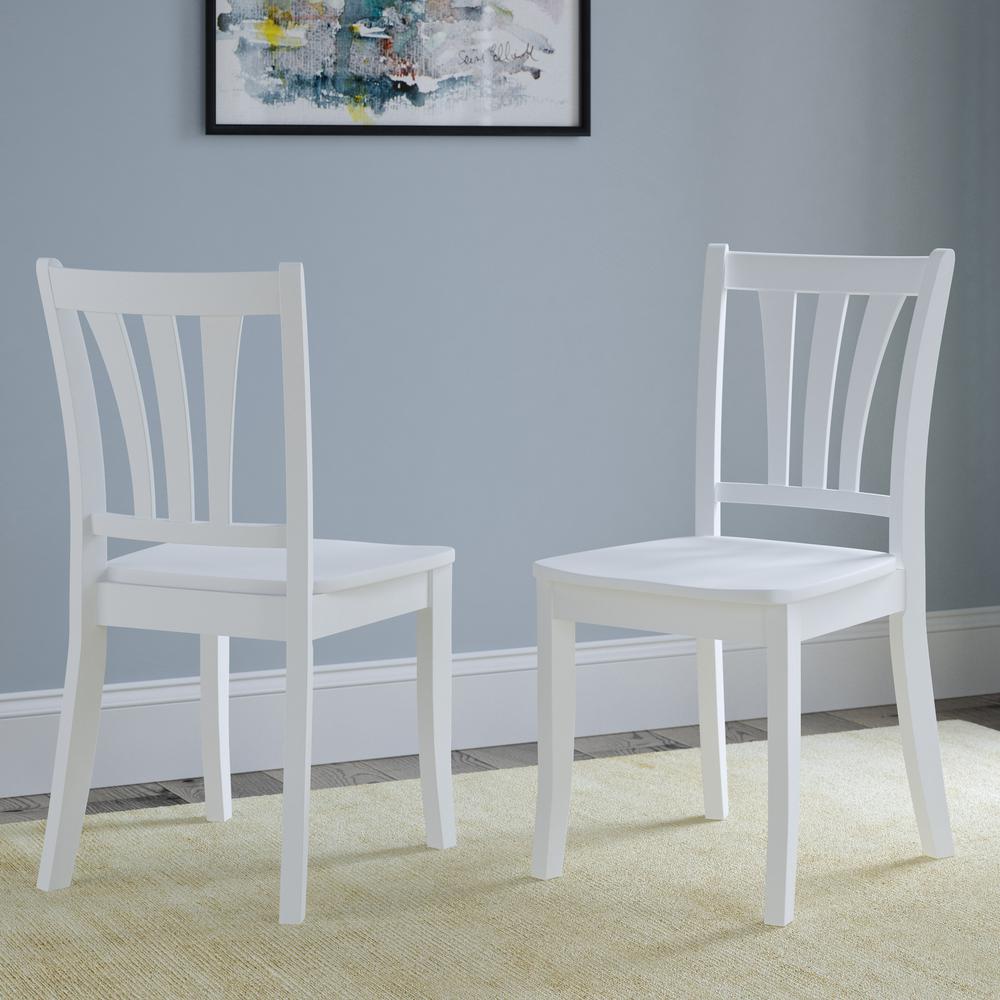 CorLiving Dillon White Solid Wood Curved Vertical Salt Backrest Dining Chairs (Set of 2)DSH310