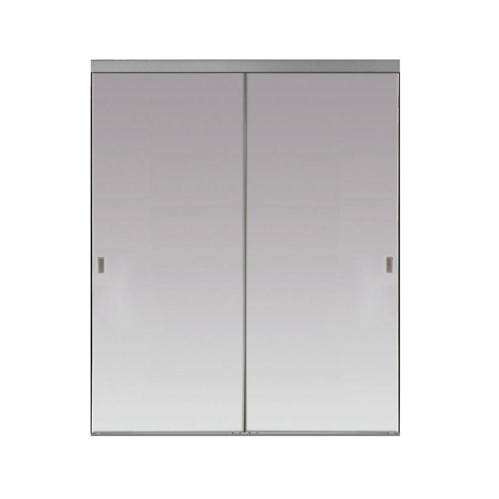 Impact Plus 60 In X 96 In Beveled Edge Backed Mirror Aluminum Frame Interior Closet Sliding Door With Chrome Trim