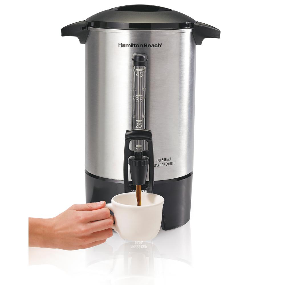 45-Cup Stainless Steel Coffee Urn with One-Handed Dispensing