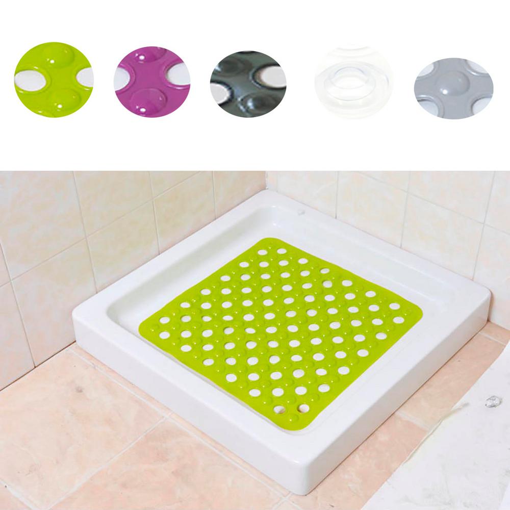 Gray 20 In W X 20 In L Non Skid Square Bath Shower Mat With