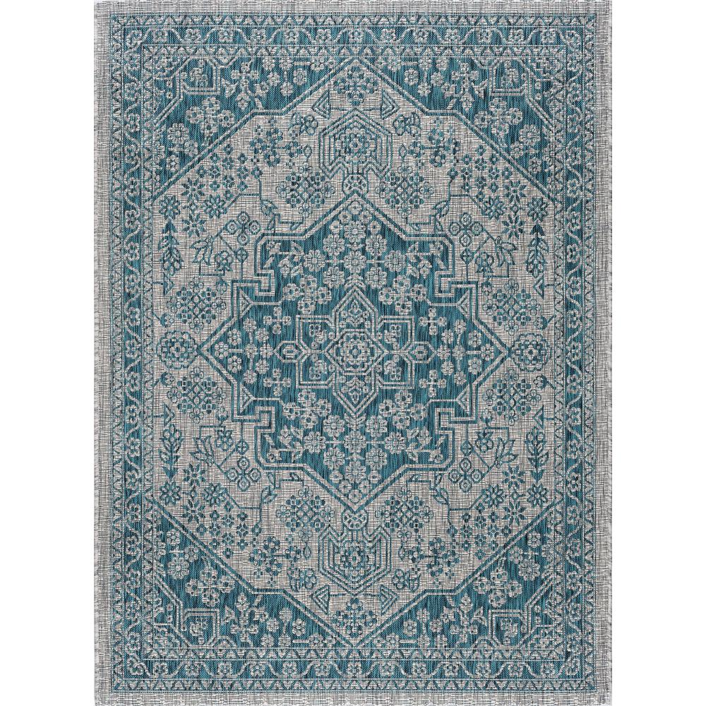 Tayse Rugs Veranda Aqua 7 Ft X 10 Indoor Outdoor Area Rug