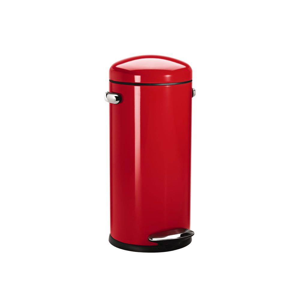 simplehuman 30 l Red Round Retro StepOn Trash CanCW1262 The Home Depot