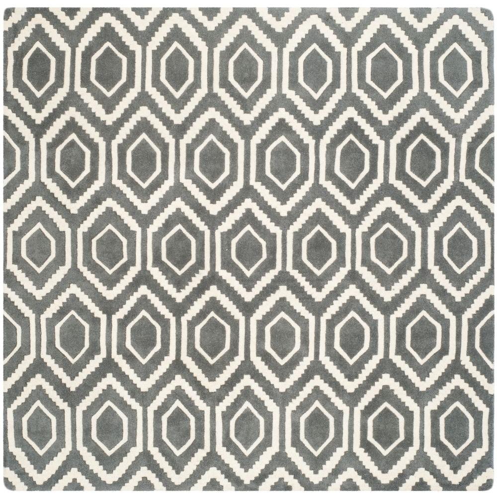 Safavieh Chatham Dark Grey/Ivory 9 ft. x 9 ft. Square Area RugCHT731D