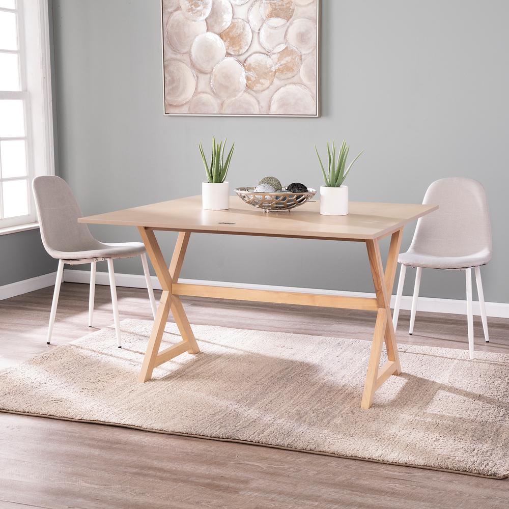 Southern Enterprises Seritia Washed Brown Oak Convertible Console To Dining Table HD433738 The Home Depot