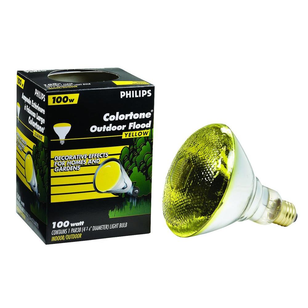 Philips 100 Watt Par38 Incandescent Yellow Flood Light Bulb 387662 Philips 100 Watt Par38 Incandescent Yellow Flood Light Bulb