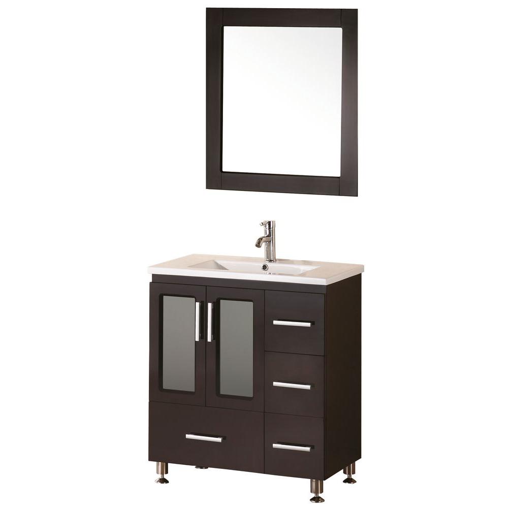 Design Element Stanton 32 in. W x 18 in. D Vanity in Espresso with Porcelain Vanity Top and 