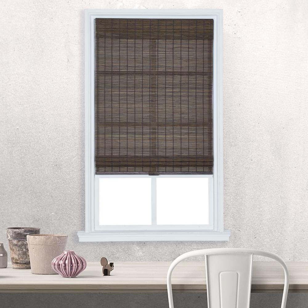 Home Basics Dark Olive Brown Cordless Light Filtering Bamboo Roman Shade 23 In W X 72 L Home Basics Dark Olive Brown Cordless Light Filtering Bamboo Roman Shade 23 In W X 72 L