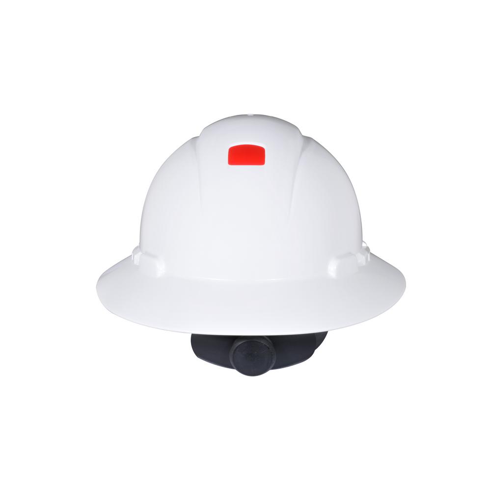 3M Full Brim White Hard Hat with 4Point Ratchet Suspension and Uvicator (20 per Case)H801RUV