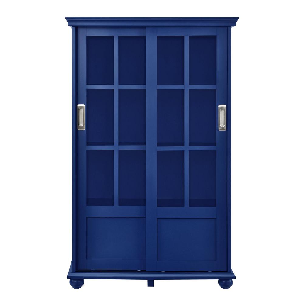 Ameriwood Bookcases Home Office Furniture The Depot Abel Place Navy Glass Door Bookcase
