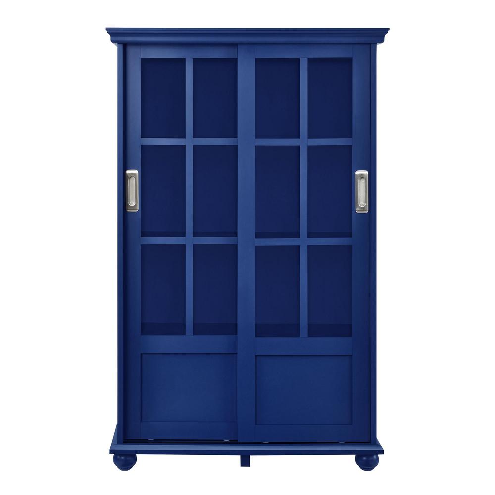 Ameriwood Abel Place Navy Glass Door Bookcase HD82375 The Home Depot