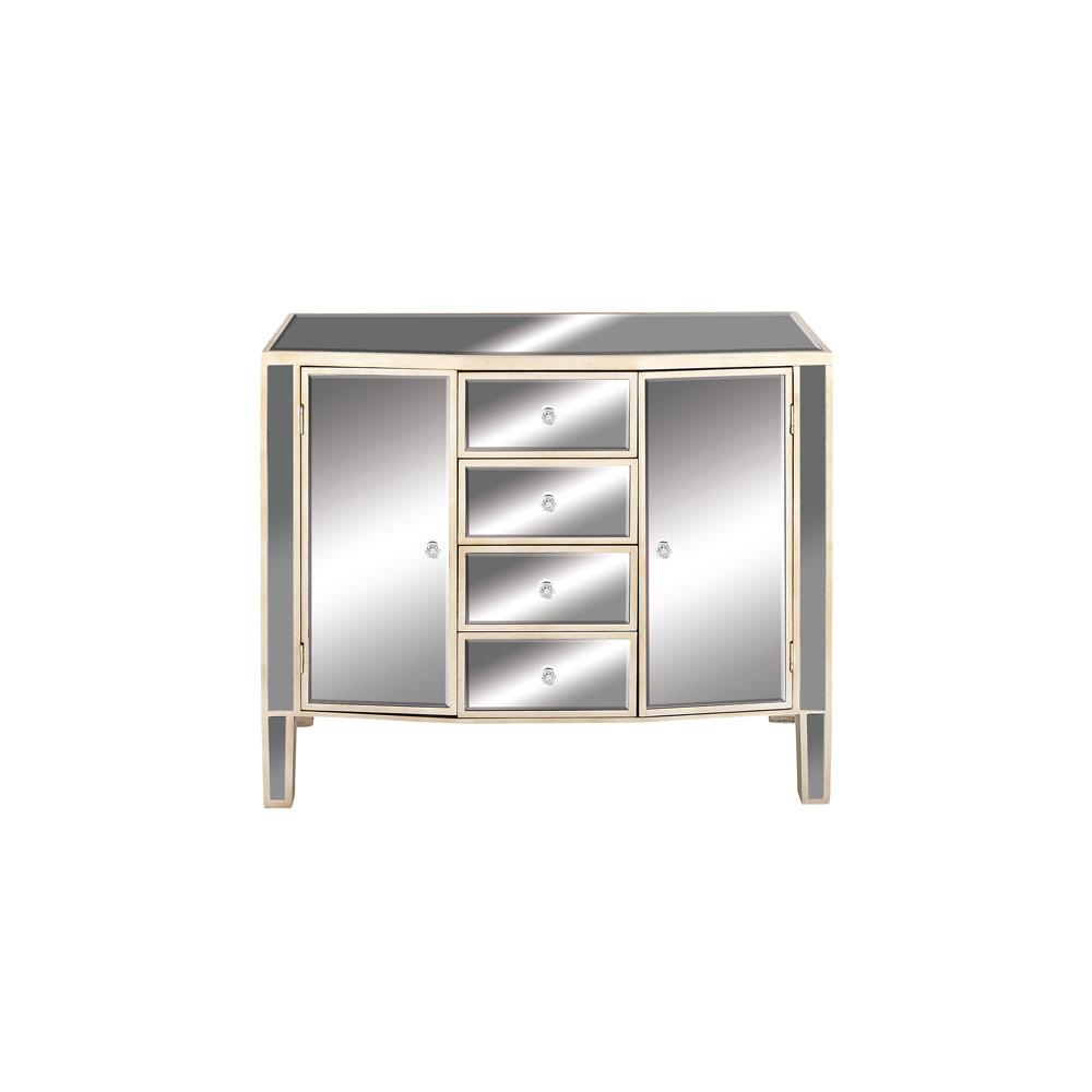 Litton Lane 36 In X 31 Small Rectangular White Wood And Small Rectangular White Wood And Mirrored Cabinet