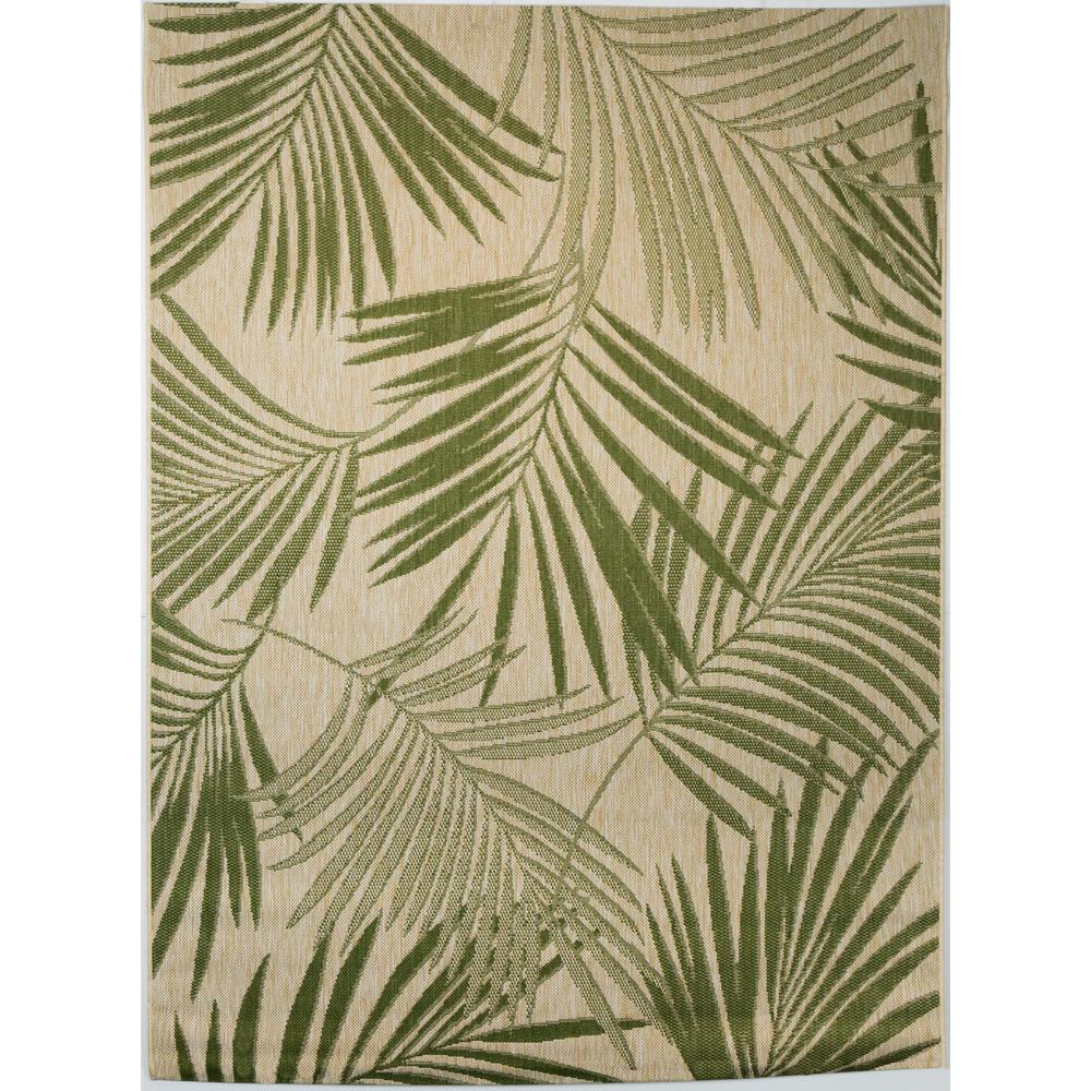 Hampton Bay Palm Leaves Green 9 ft. x 12 ft. Indoor/Outdoor Area Rug