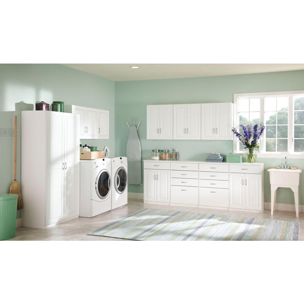 Closetmaid 71 75 In H X 36 W 18 625 D Laminated 2 Door Raised Panel Storage Freestanding Cabinet White 12316 The Home Depot - Free Standing Kitchen Cabinets Home Depot